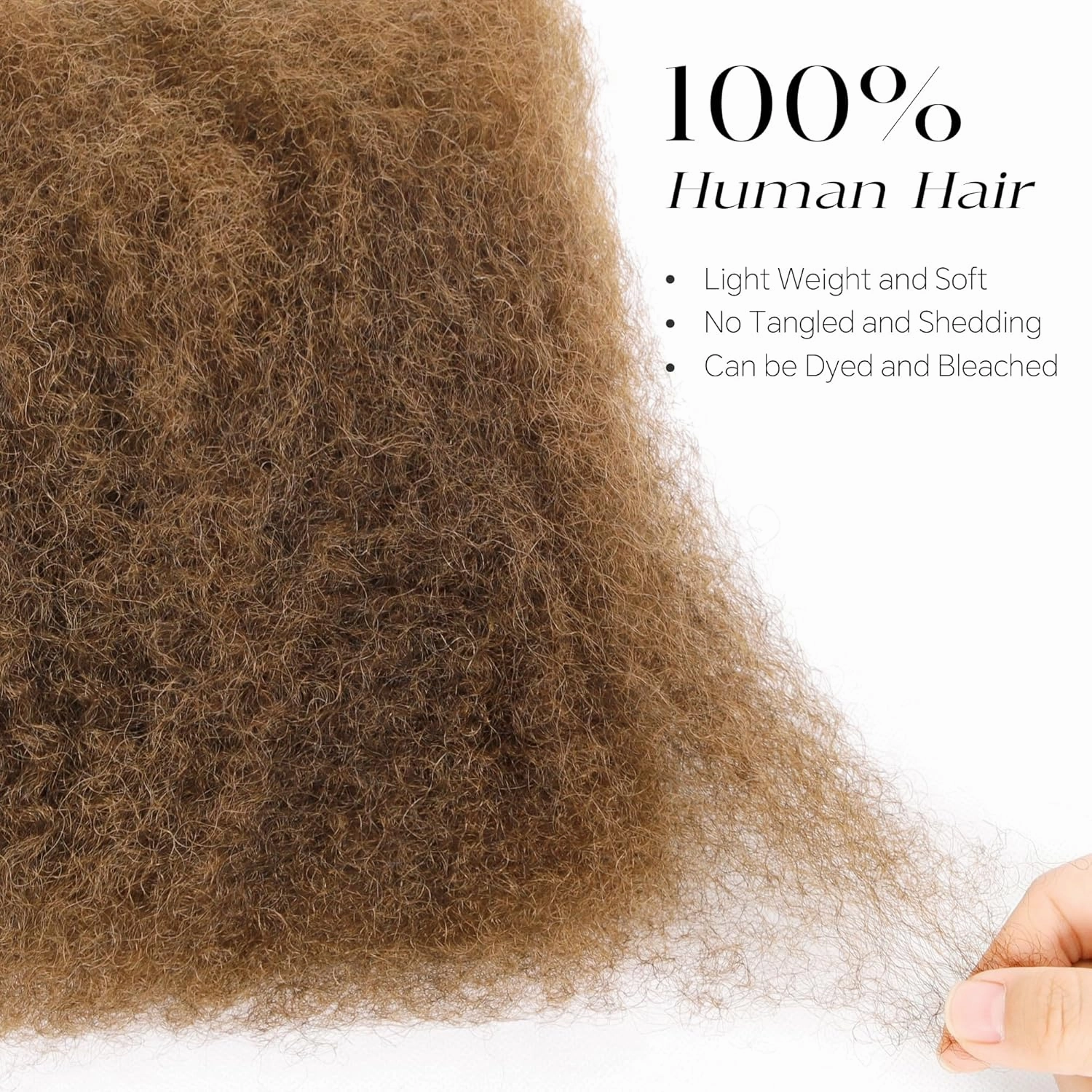 BLL Afro Kinkys Bulk Human Hair-100% Human Hair for Mini Twist Braiding Dreadlock Loc Extensions Afro Kinky Curly Hair Bulk Black Color (30#, 16 Inch Pack Of 1)
