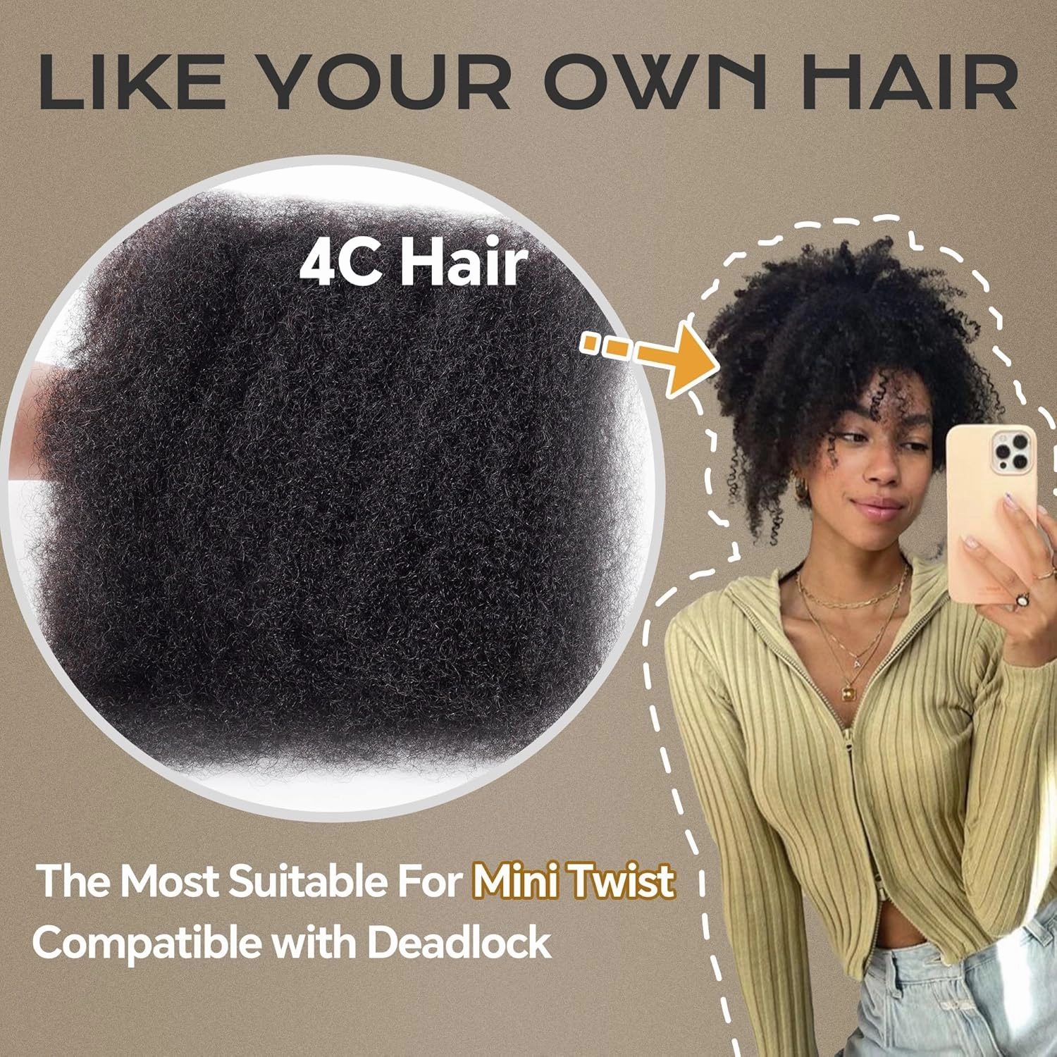 BLL Afro Kinkys Bulk Human Hair-100% Human Hair for Mini Twist Braiding Dreadlock Loc Extensions Afro Kinky Curly Hair Bulk Black Color (350#, 12 Inch Pack Of 1)