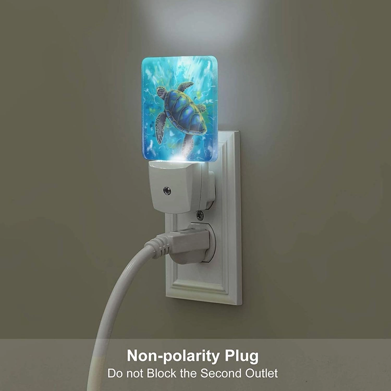 Blue Sea Turtle Ocean Set of 2 Led Night Lights, Night Light Auto Dusk-to-Dawn Sensor Night Lamp Home Decorative for Adult
