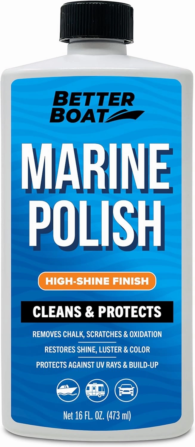 Boat Cleaner Wax and Marine Polish, High-Gloss Gel Coat Restorer, Oxidation Remover with UV Protection for Fiberglass, Metal, Painted Surfaces, Boats, and RVs