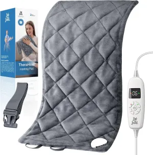 BOB AND BRAD Weighted Heating Pad with Far Infrared Therapy for Back Pain & Cramps Relief, Adjustable Belt Included, Deeper Muscle Relief for Neck and Shoulders, Leg, FSA HSA Eligible, 12"x24" (Gray)