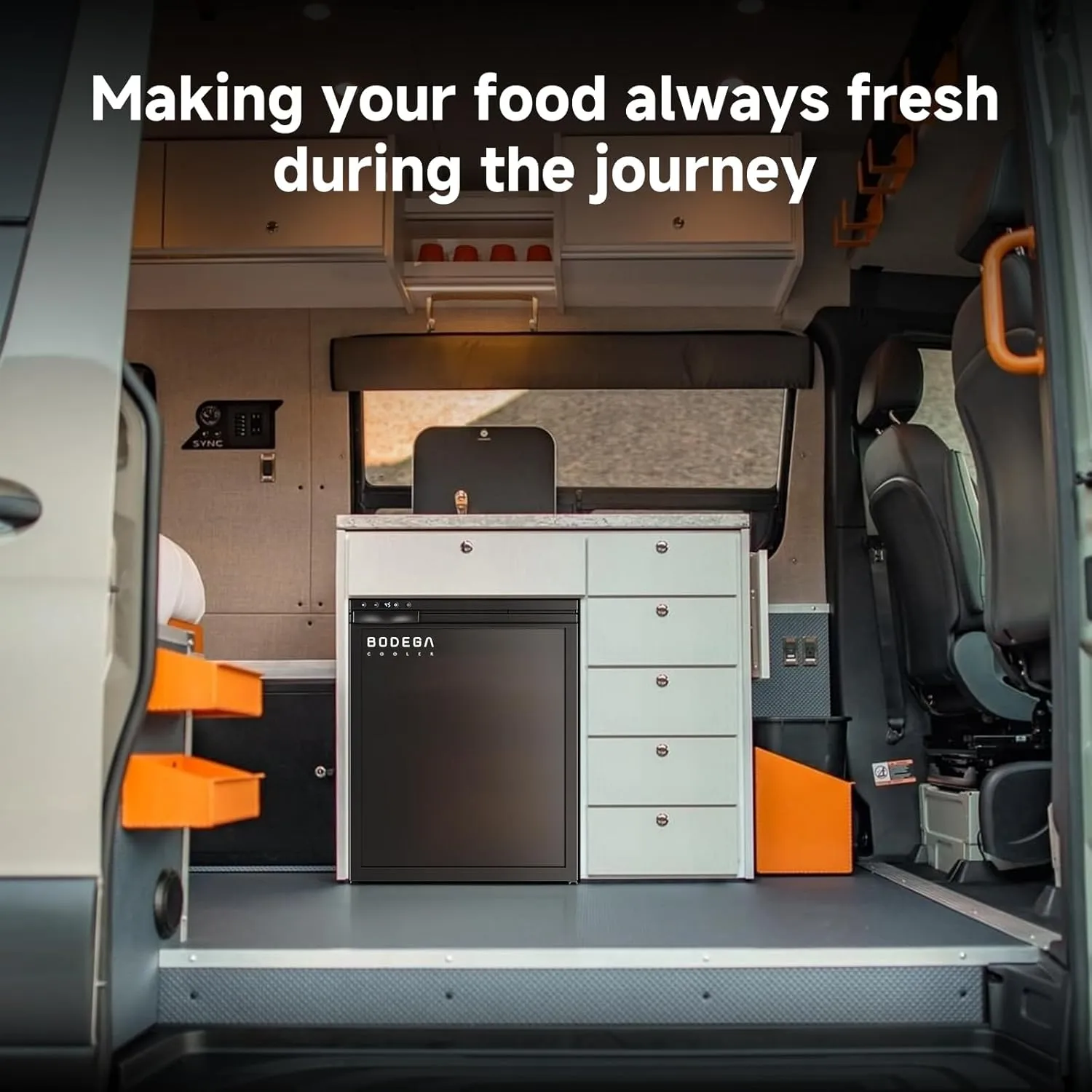 BODEGACOOLER 12 Volt Refrigerator, RV Refrigerator WIFI APP Control, 65L(2.3cu.ft.) RV Fridge Freezer, Car Refrigerator with Lock, (4℉-46℉) Travel Compressor Cooler 12/24V DC for Truck, RV, Camping
