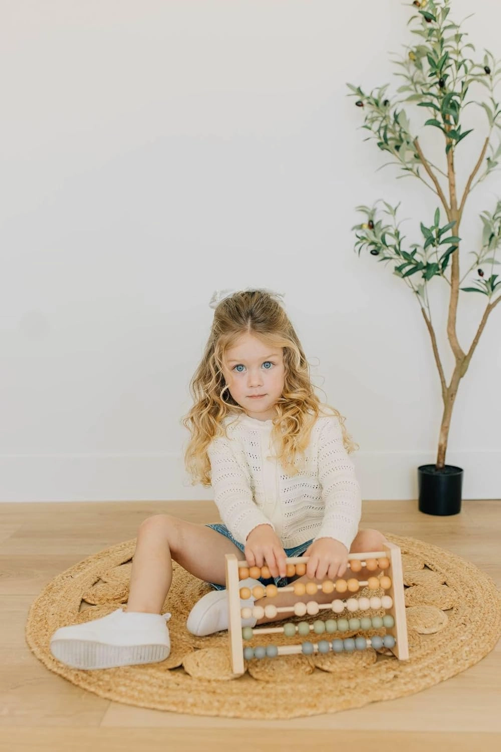 Boho Abacus - STEM Toy- Boho Nursery Decor and Playroom Decor- Math Toddler Toy with Beads- Montessori Toys - Aesthetic Modern Educational Wooden Toys