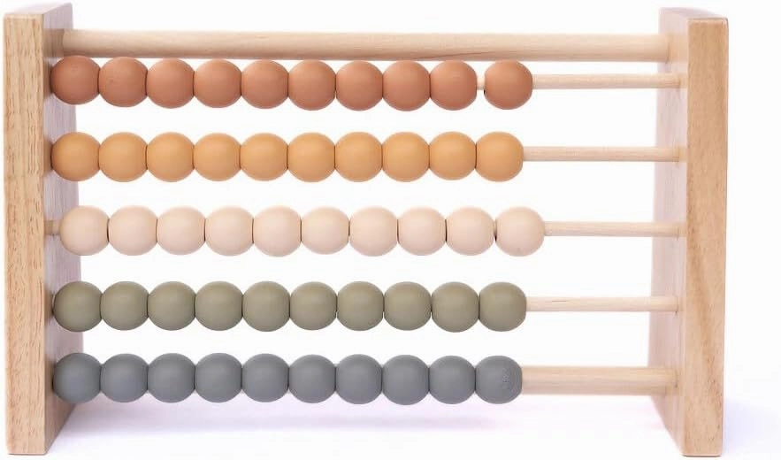 Boho Abacus - STEM Toy- Boho Nursery Decor and Playroom Decor- Math Toddler Toy with Beads- Montessori Toys - Aesthetic Modern Educational Wooden Toys