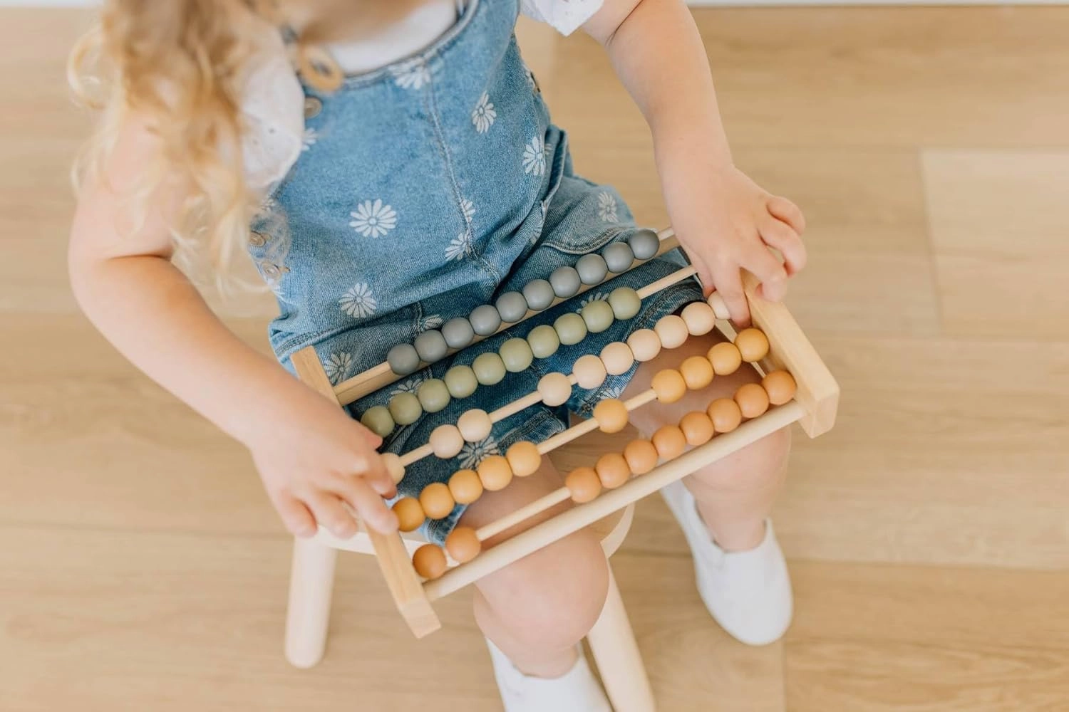 Boho Abacus - STEM Toy- Boho Nursery Decor and Playroom Decor- Math Toddler Toy with Beads- Montessori Toys - Aesthetic Modern Educational Wooden Toys