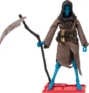 Boss Fight Studio Epic H.A.C.K.S. Grim Spectre Skeleton Action Figure – Highly Articulated Collectible Figurine with Accessories – Magic Book, Flame, Scythe, Alternate Head & Hands, and Stand – 1:12