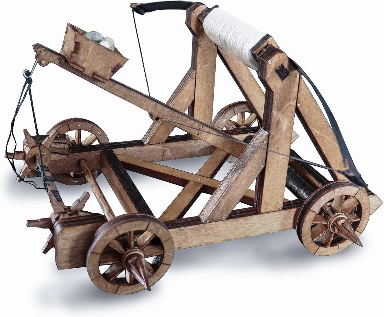 Bouncy Catapult European Roman Period Ancient Chariot 3D Wooden Puzzles Model Assembly Kits Fun Toys Building Kit