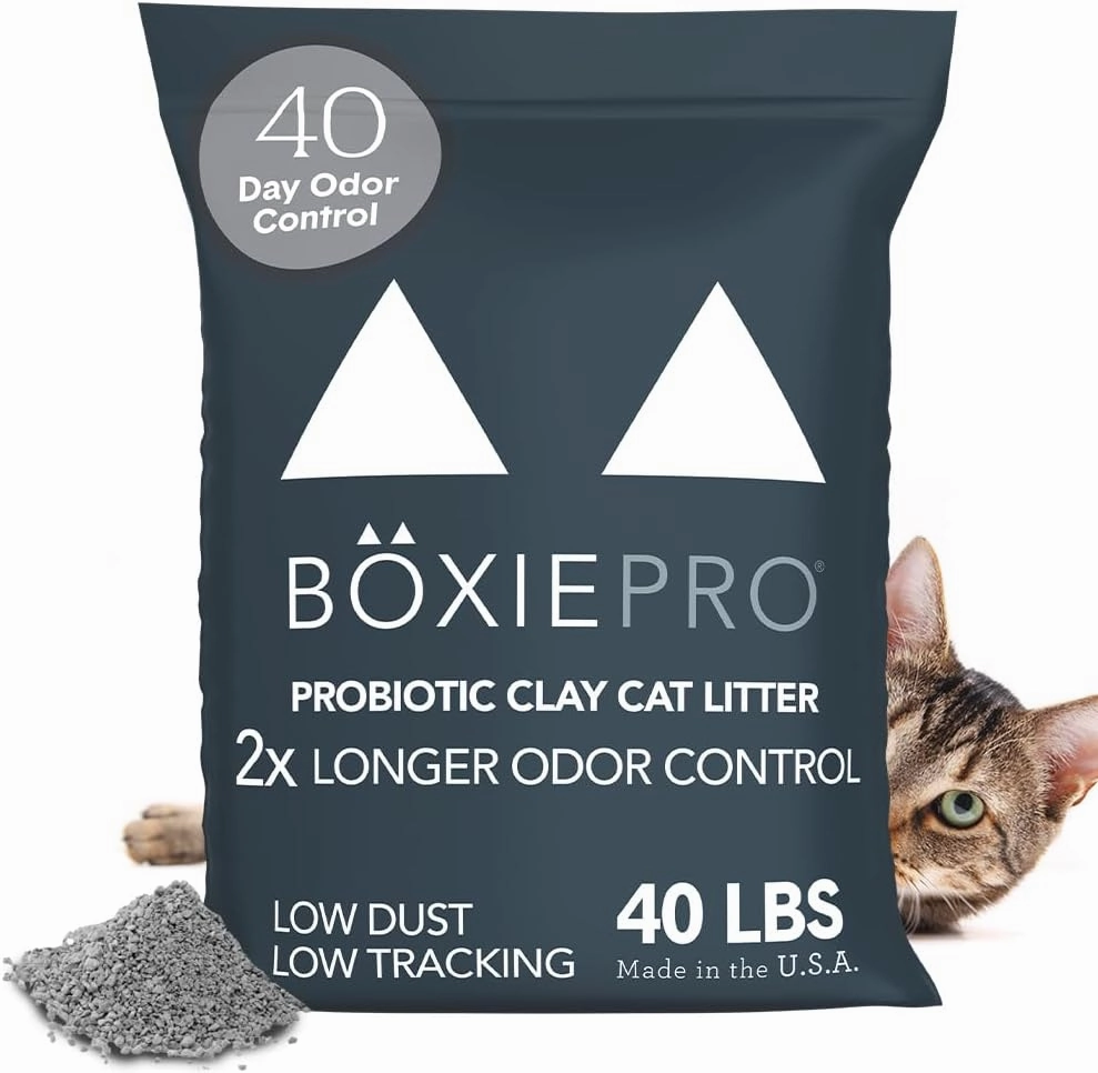 Boxie® Probiotic Cat Litter 40 Day Natural Odor Control, 40lb Clumping Kitty Litter (Clay)