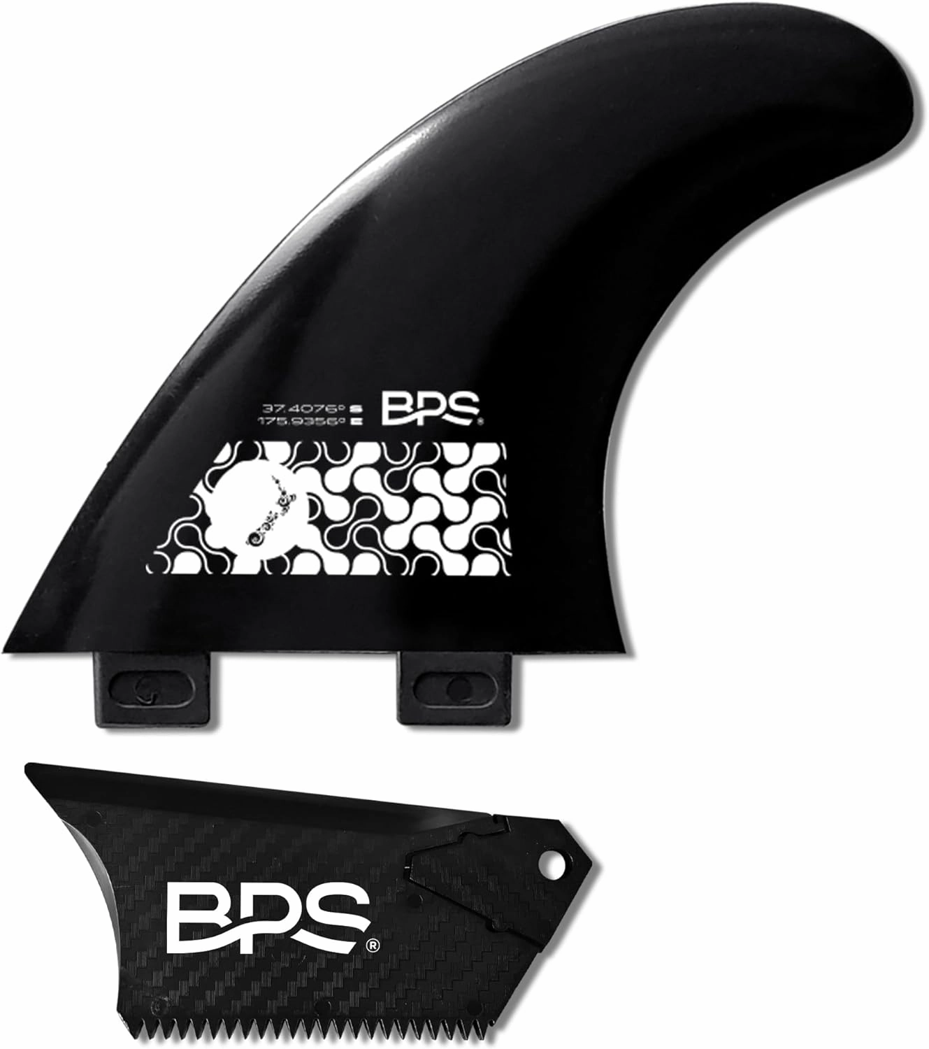 BPS New Zealand Fiberglass Reinforced Eco Surfboard Fins with 60% Recycled Nylon Plastic Thruster 3 Fins Set (FCS G5 M5 Style), with FCS Screws and Hex Key