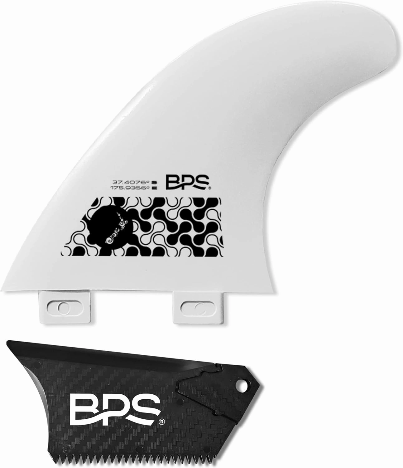 BPS New Zealand Fiberglass Reinforced Eco Surfboard Fins with 60% Recycled Nylon Plastic Thruster 3 Fins Set (FCS G5 M5 Style), with FCS Screws and Hex Key