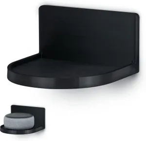 BRAINWAVZ [EOL] Screwless Round Floating Shelf Mount for Security Cameras Baby Monitors Speakers Plants Toys & More Universal Holder Strong Adhesive Easy to Install, 4.6” x 4.2” (CF125) (Black) [EOL]