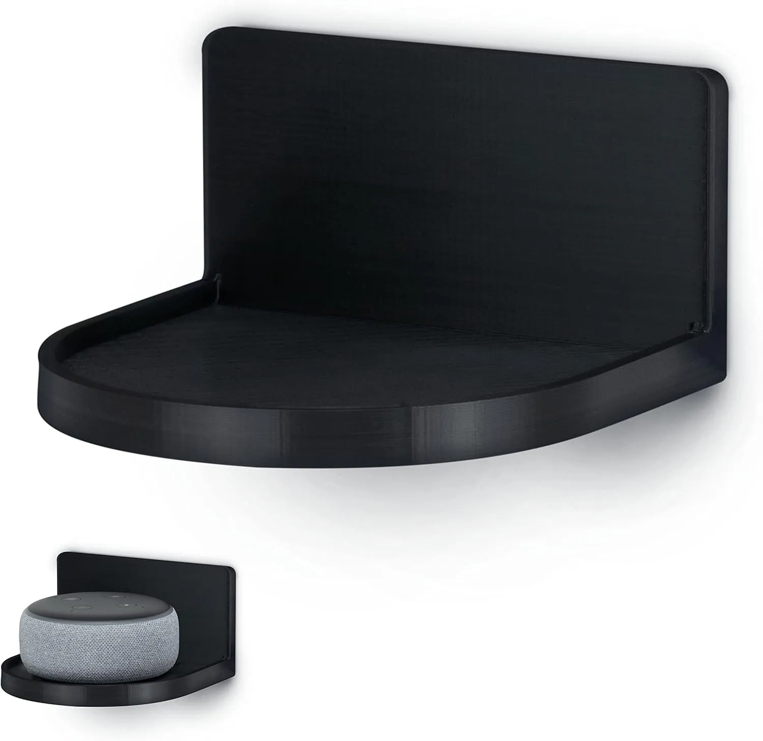BRAINWAVZ [EOL] Screwless Round Floating Shelf Mount for Security Cameras Baby Monitors Speakers Plants Toys & More Universal Holder Strong Adhesive Easy to Install, 4.6” x 4.2” (CF125) (Black) [EOL]