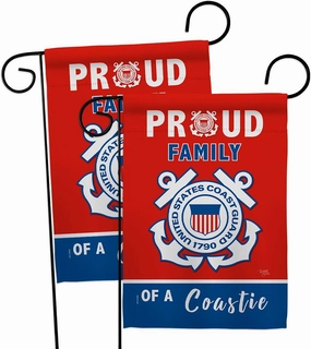 Breeze Decor Proud Family Coastie Garden Flag - 2pcs Pack Armed Forces Coast Guard USCG Semper Paratus United State American Military Veteran Retire Official - House Yard Gift Double-Sided 13 X 18.5