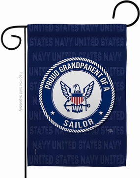 Breeze Decor Proud Grandparent Sailor Garden Flag Armed Forces Navy USN Seabee United State American Military Veteran Retire Official House Banner Small Yard Gift Double-Sided, Made in USA