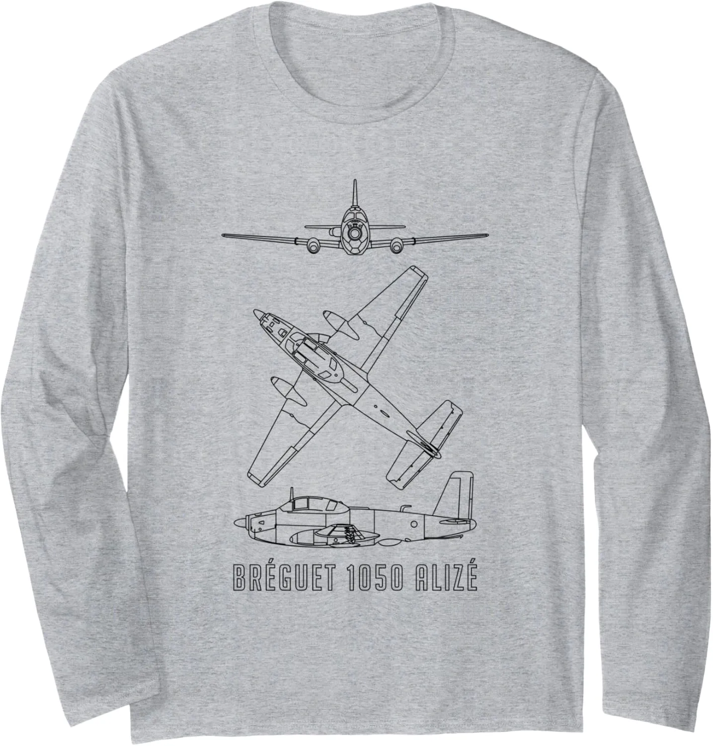 Bréguet 1050 Alizé French ASW Aircraft Blueprints Long Sleeve T-Shirt