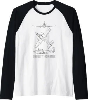 Bréguet 1050 Alizé French ASW Aircraft Blueprints Raglan Baseball Tee