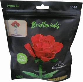Brickcraft Bricktanicals Red Rose Brick Flower Building Kit (68 Piece Set), Artficial Flower Craft, Gift for Him and Her