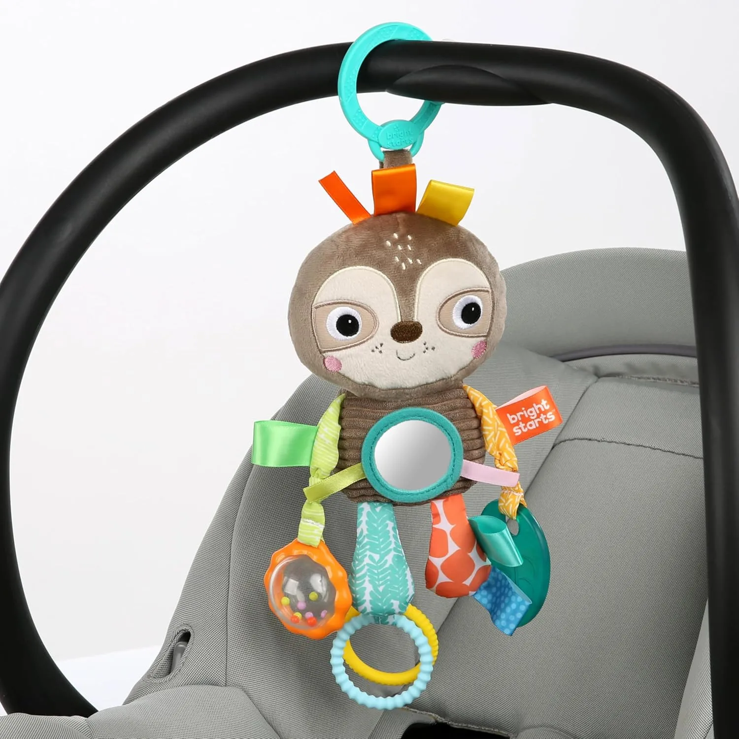 Bright Starts Sloth Plush Playful Pals Take-Along BPA-Free Stroller Baby Toy, Age Newborn 