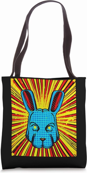 Bright rabbit painted bunny hare cute comic book Tote Bag