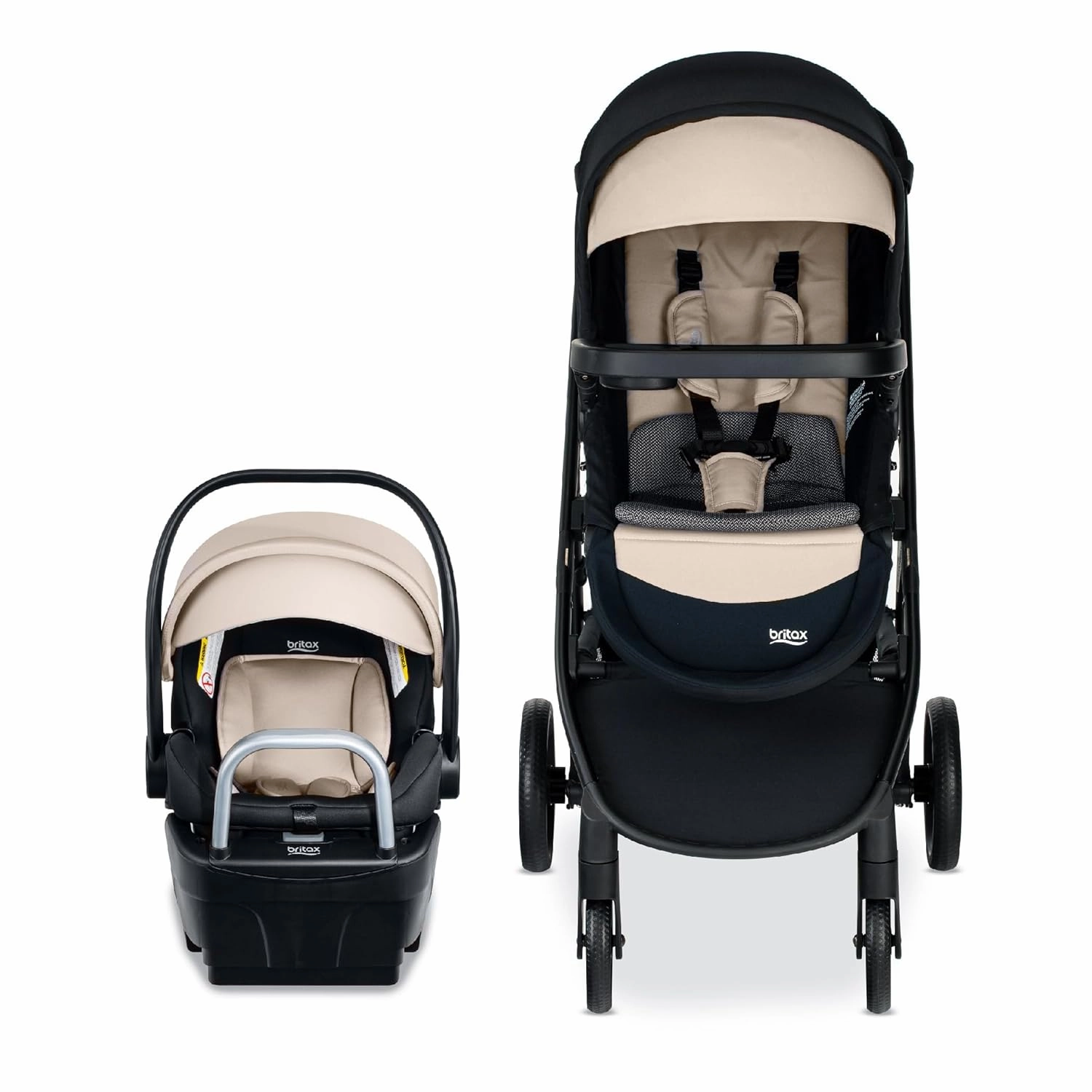 Britax Willow Brook S  Baby Travel System, Infant Car Seat and Stroller Combo with Alpine Base, ClickTight Technology, SafeWash Insert and Cover, Sand Onyx