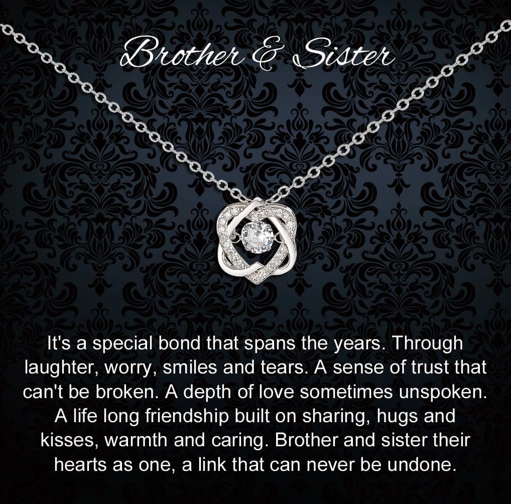 Brother and Sister Gifts, Sterling Silver Two Interlocking Infinity Heart Necklace, Gift for Sister Birthday Gifts From Brother To Christmas Gift for Little Big Sisters