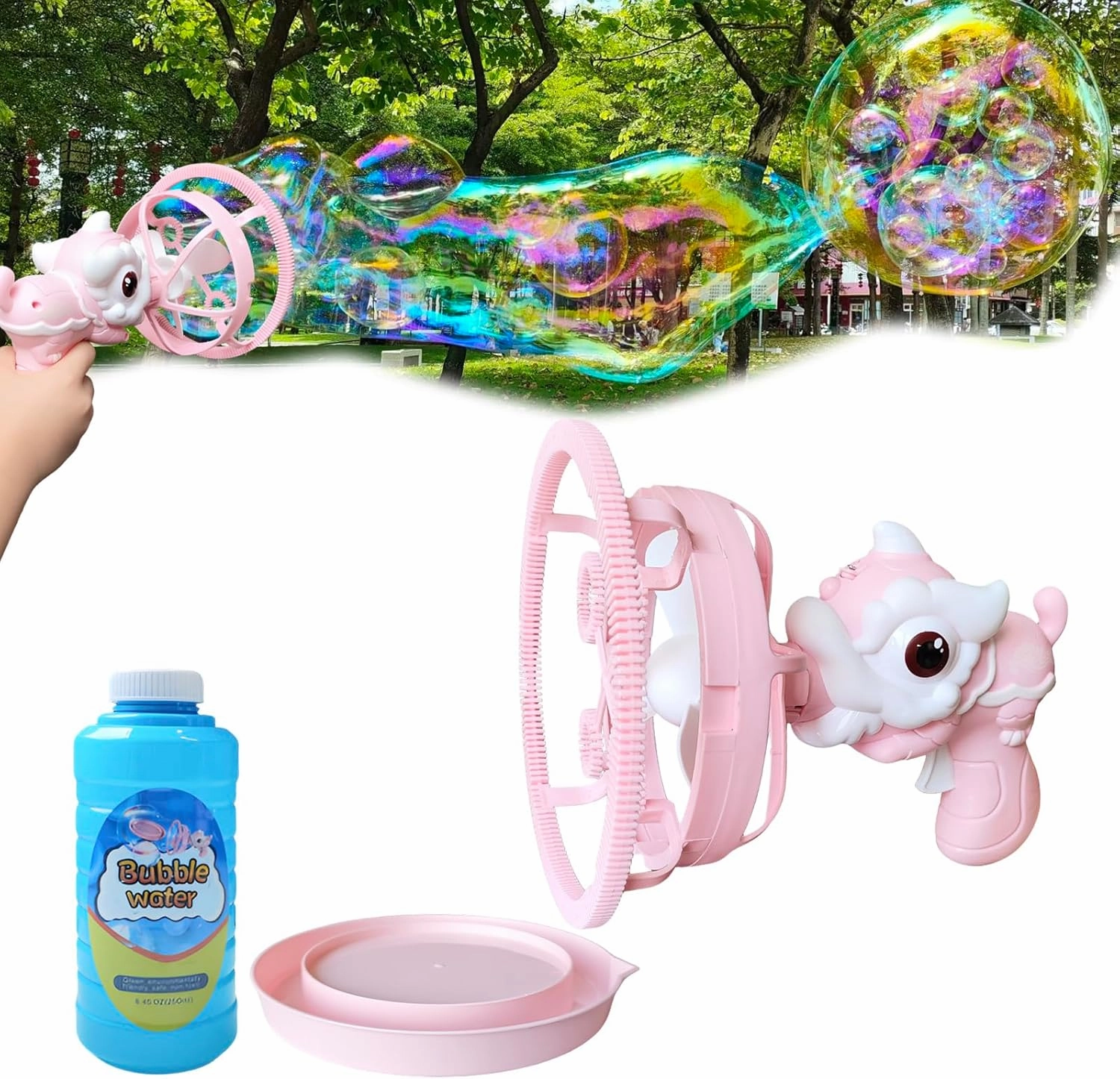 Bubble Machine Gun for Kids Toddlers Bubble Gun with Bubble in Giant Bubble Design Bubble Blower Indoor Outdoor Toys Wedding Party Birthday Gifts for Boys Girls Age 3 