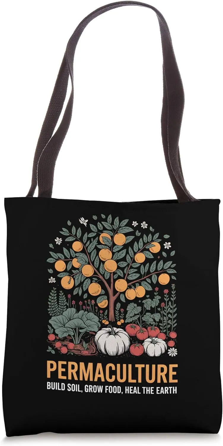 Build Soil Grow Food Heal Earth Permaculture Tote Bag
