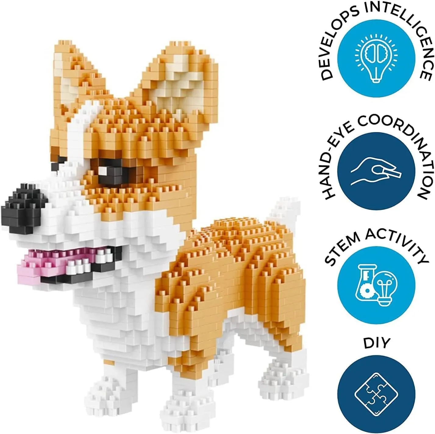Building Block Animals Mini Block Dog Micro Dogs Building Corgi Set DIY 3D Block Toys Building Bricks for Kids Or Adult 1380 Pieces