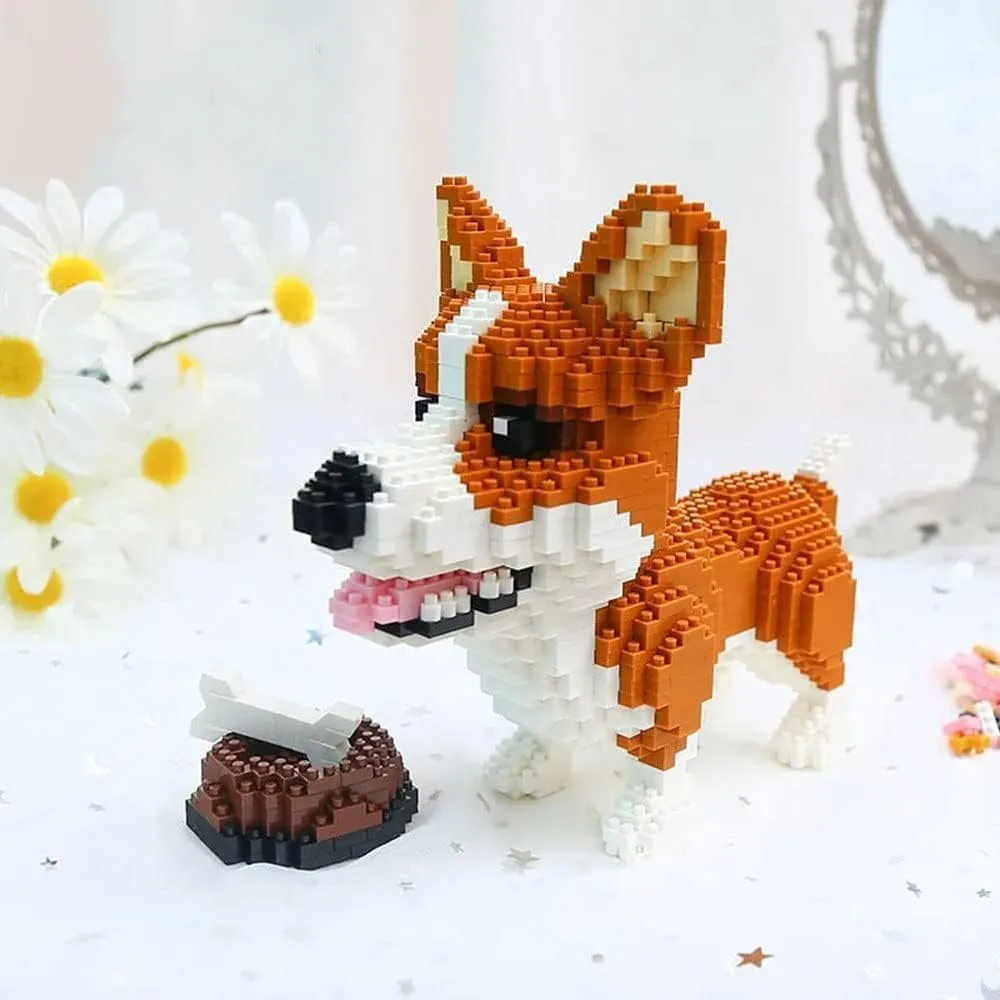 Building Block Animals Mini Block Dog Micro Dogs Building Corgi Set DIY 3D Block Toys Building Bricks for Kids Or Adult 1380 Pieces