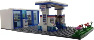 Building Bricks Toys City Town Village MOC Gas Station with Convenience Store 4 Fuel Gas Pumps Compatible with All Brands