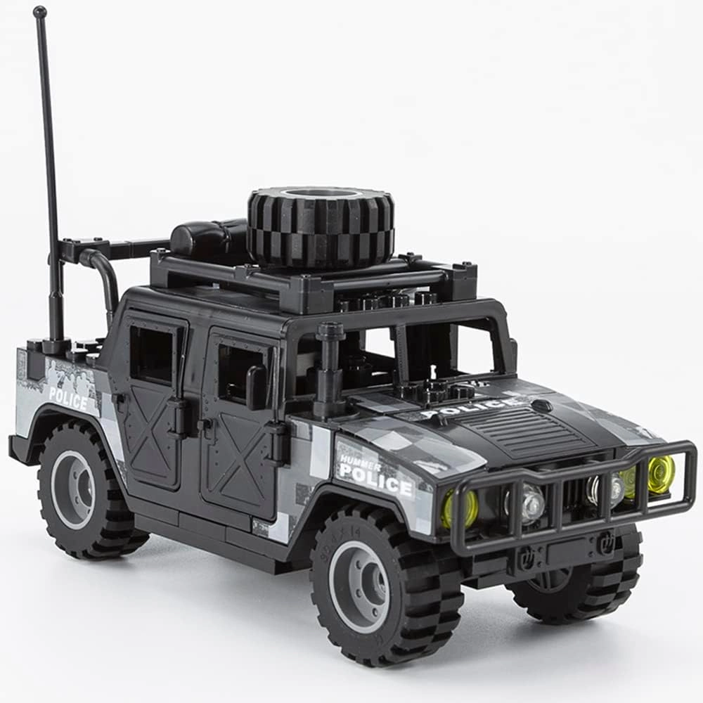 Building Block City Policeman Mini-Figures with Multiple Military Weapons Accessories 8 PCS SWAT Equipment Military Vehicle Army Car Assembly Building Toys Gift for Boys