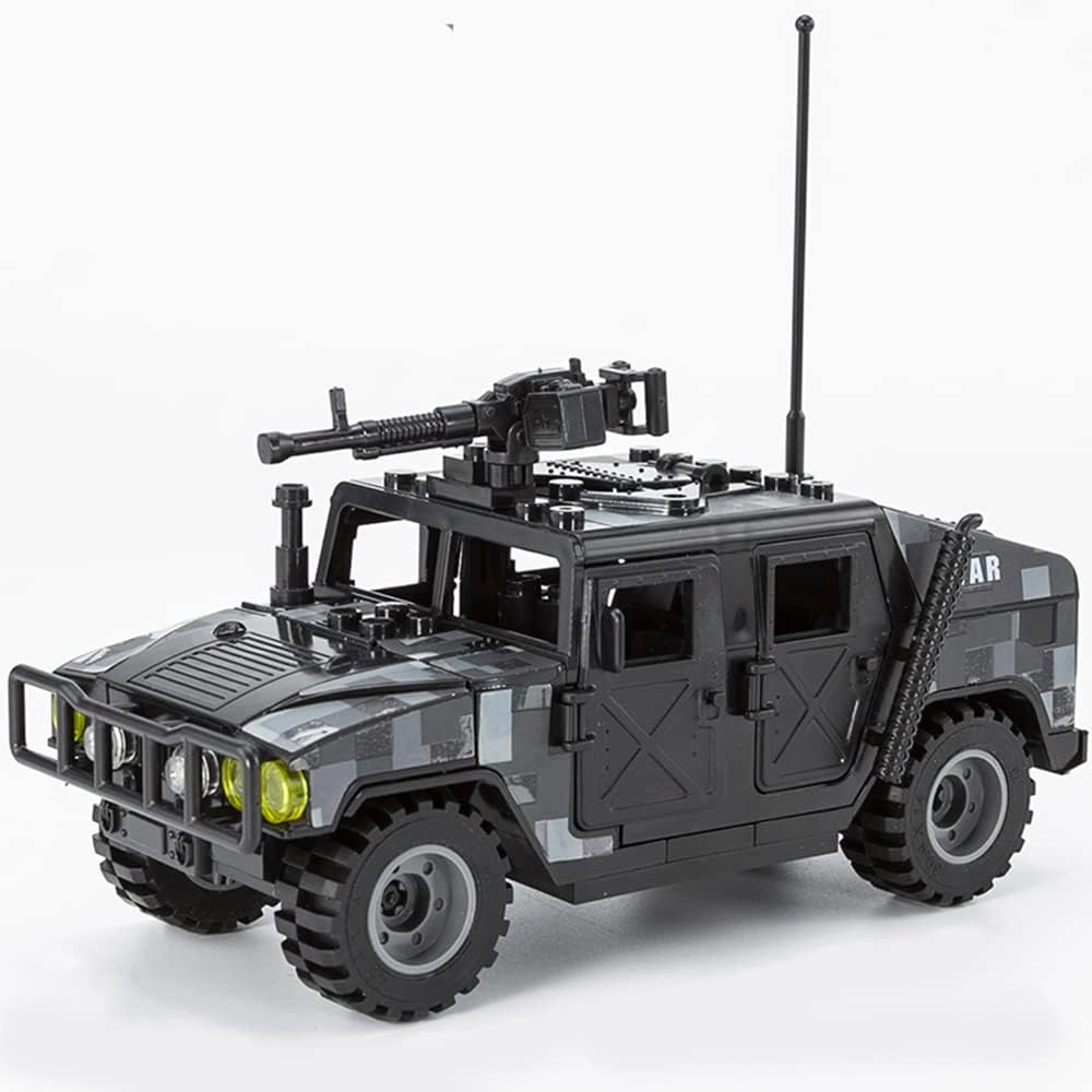 Building Block City Policeman Mini-Figures with Multiple Military Weapons Accessories 8 PCS SWAT Equipment Military Vehicle Army Car Assembly Building Toys Gift for Boys