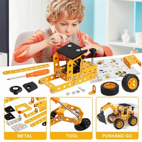 Building Sets Stem Assembly Metal 3-D Puzzle Excavator and Plane Model Car Building Kit Construction Set Toys Parent-Child Interaction Construction Sets Gifts for Kids 8-16