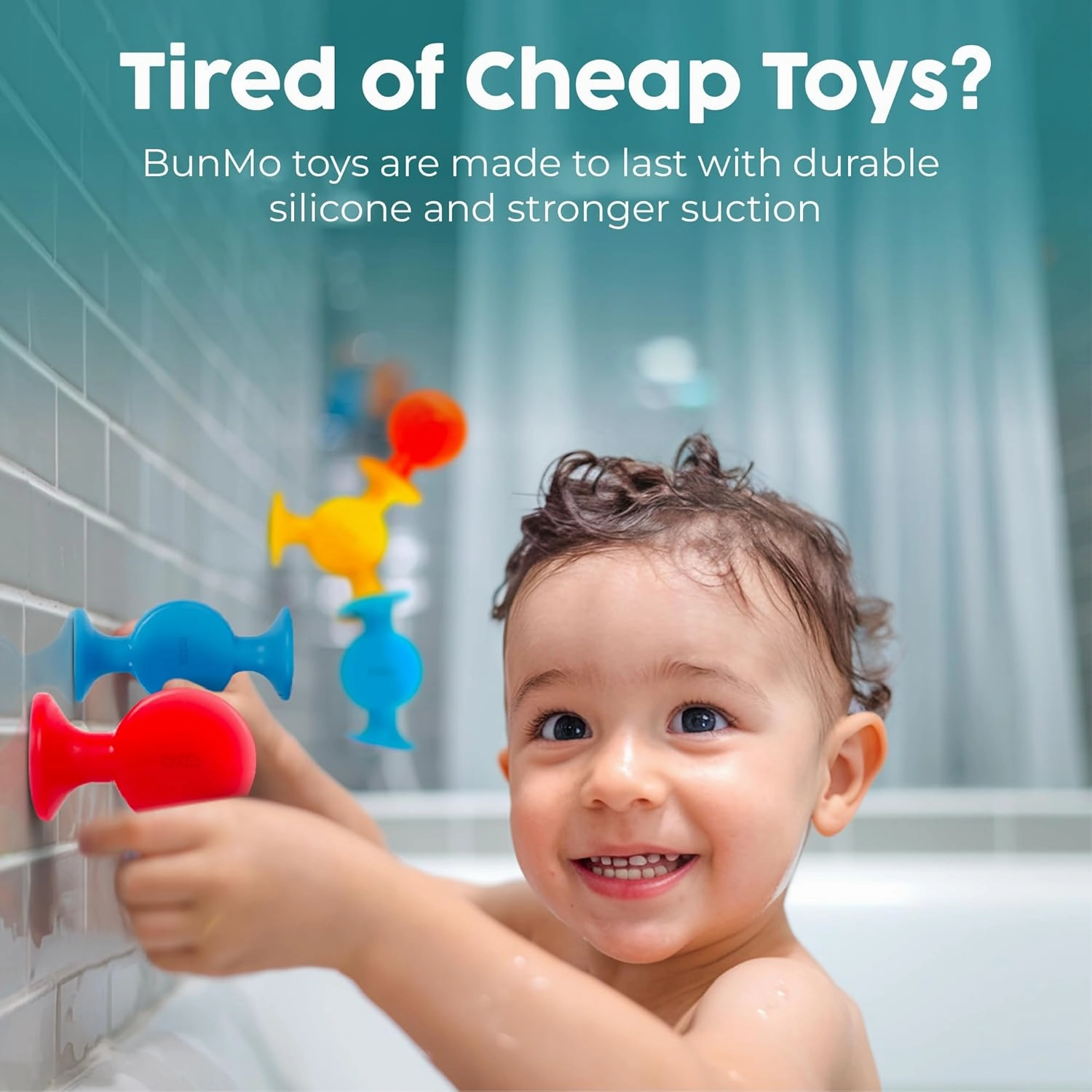 BUNMO Suction Bath Toys - Connect, Build, Create - Bath Toy - Hours of Fun & Creativity - Fine Motor Skills - Captivating & Stimulating Sensory Toy - Non-Mouthable Toy 3  - Smooth 24 Pack