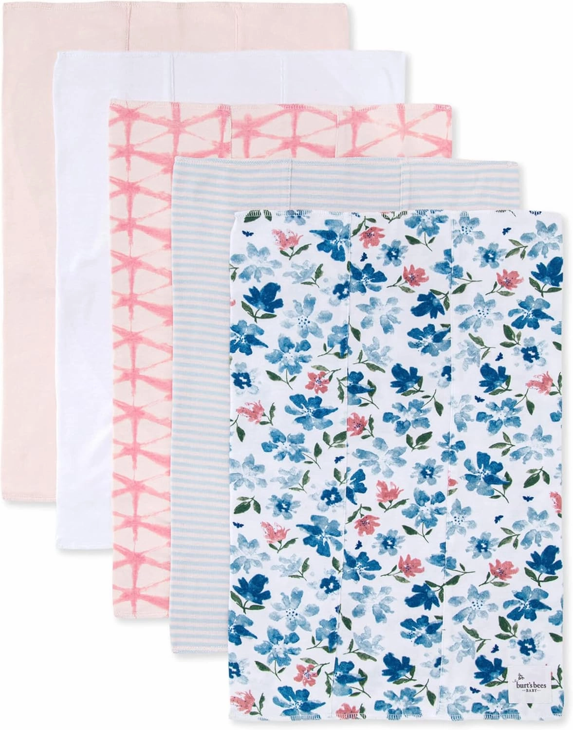 Burt's Bees Baby Unisex Baby Gift Set - Crib Sheet, Changing Pad Cover & Burp Cloths, 100% Organic Cotton Essentials Bundle (Pack of 2)