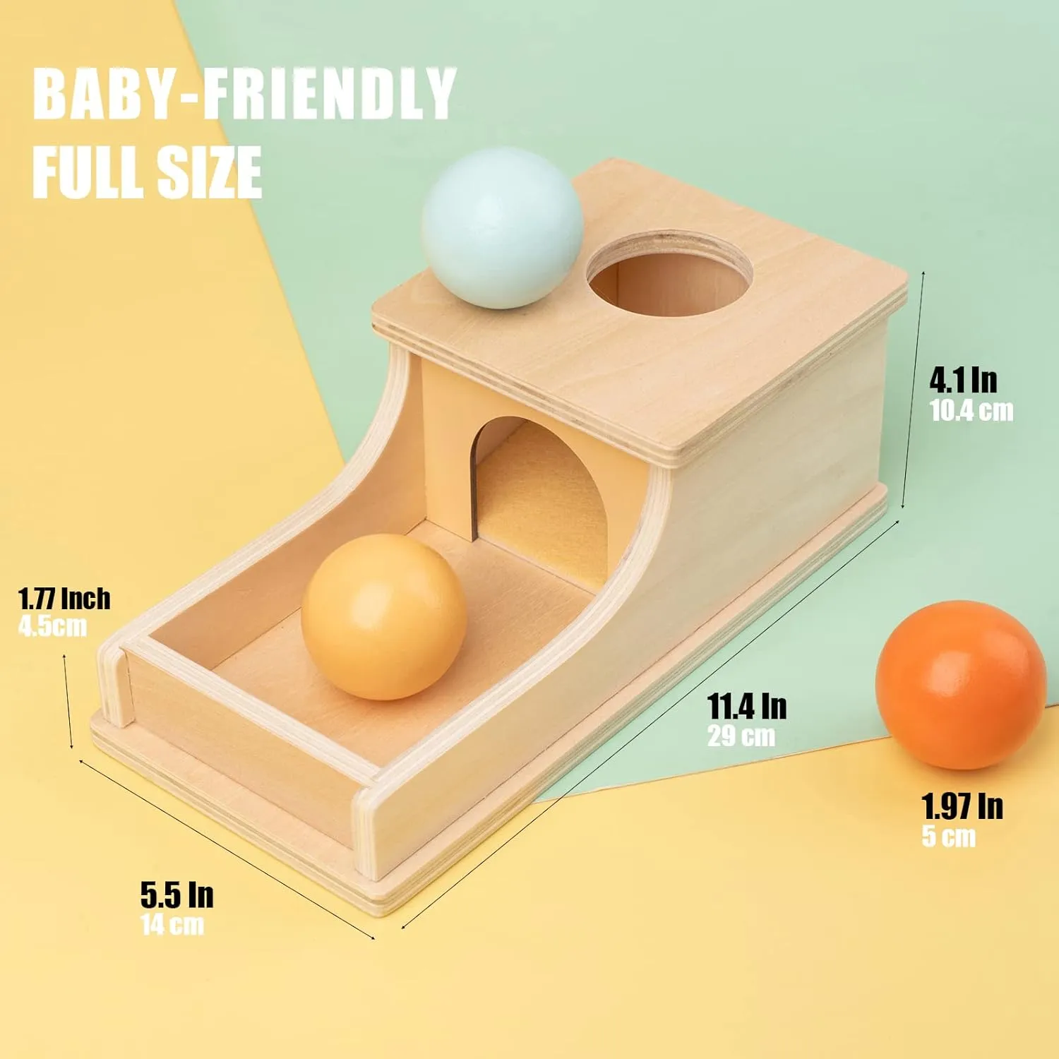 Busy edition Montessori Toys Full Size Object Permanence Box Soft Sound Wooden Baby Ball Drop Play for 6 Month 1 2 3 Year Old Toddlers Infant Early Age Toy