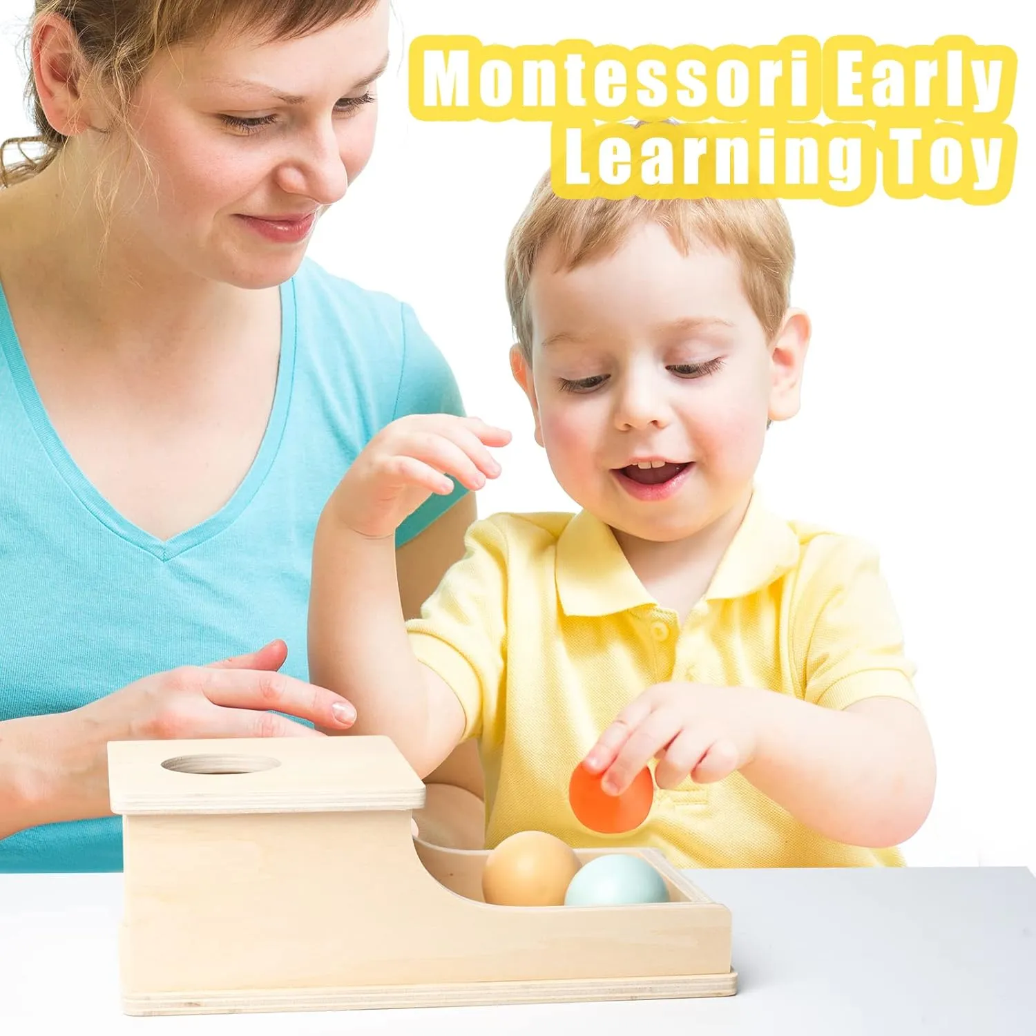 Busy edition Montessori Toys Full Size Object Permanence Box Soft Sound Wooden Baby Ball Drop Play for 6 Month 1 2 3 Year Old Toddlers Infant Early Age Toy