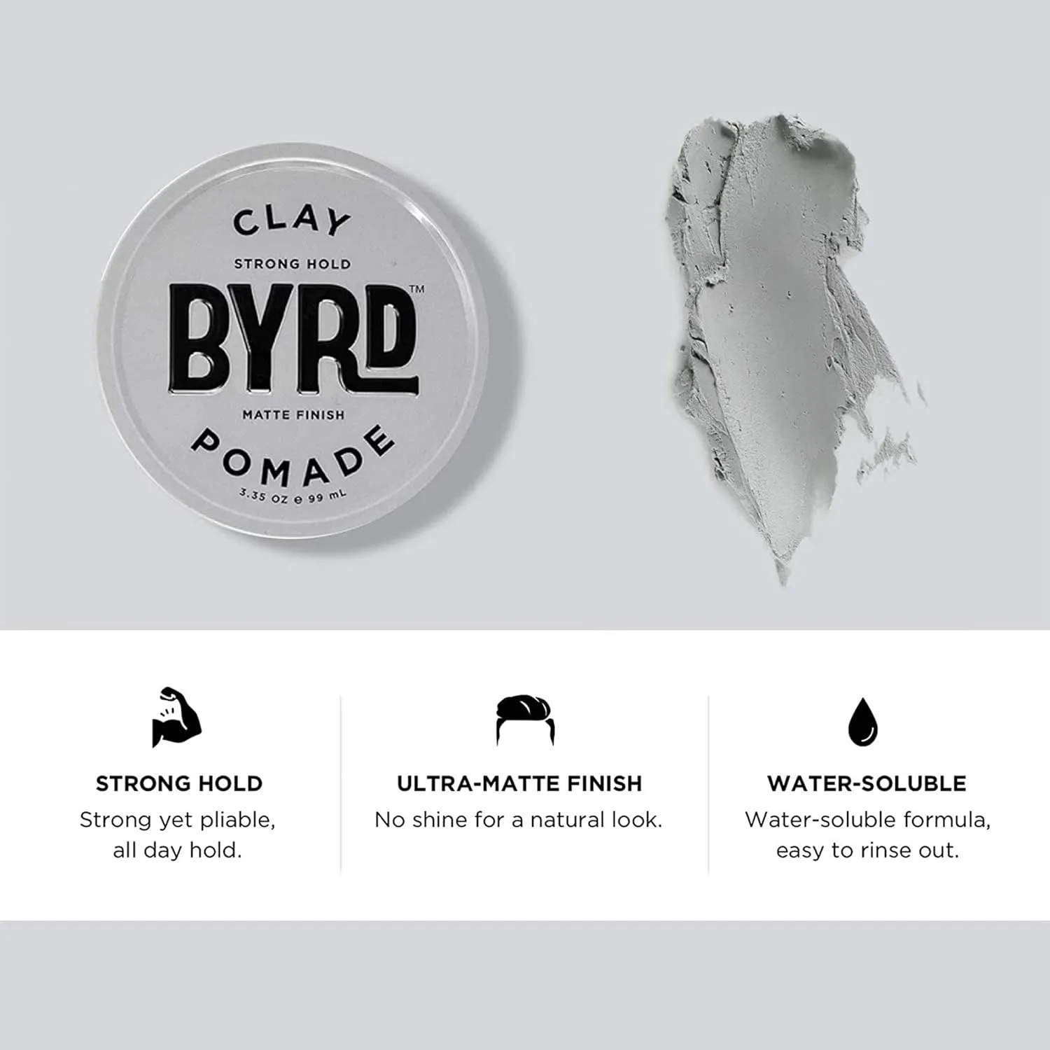 BYRD Hair Clay Pomade 2-Pack – Strong Hold, Ultra Matte Finish, Add Volume and Sculpt to All Hair Types, 3.35 Oz Each (Two Pack)