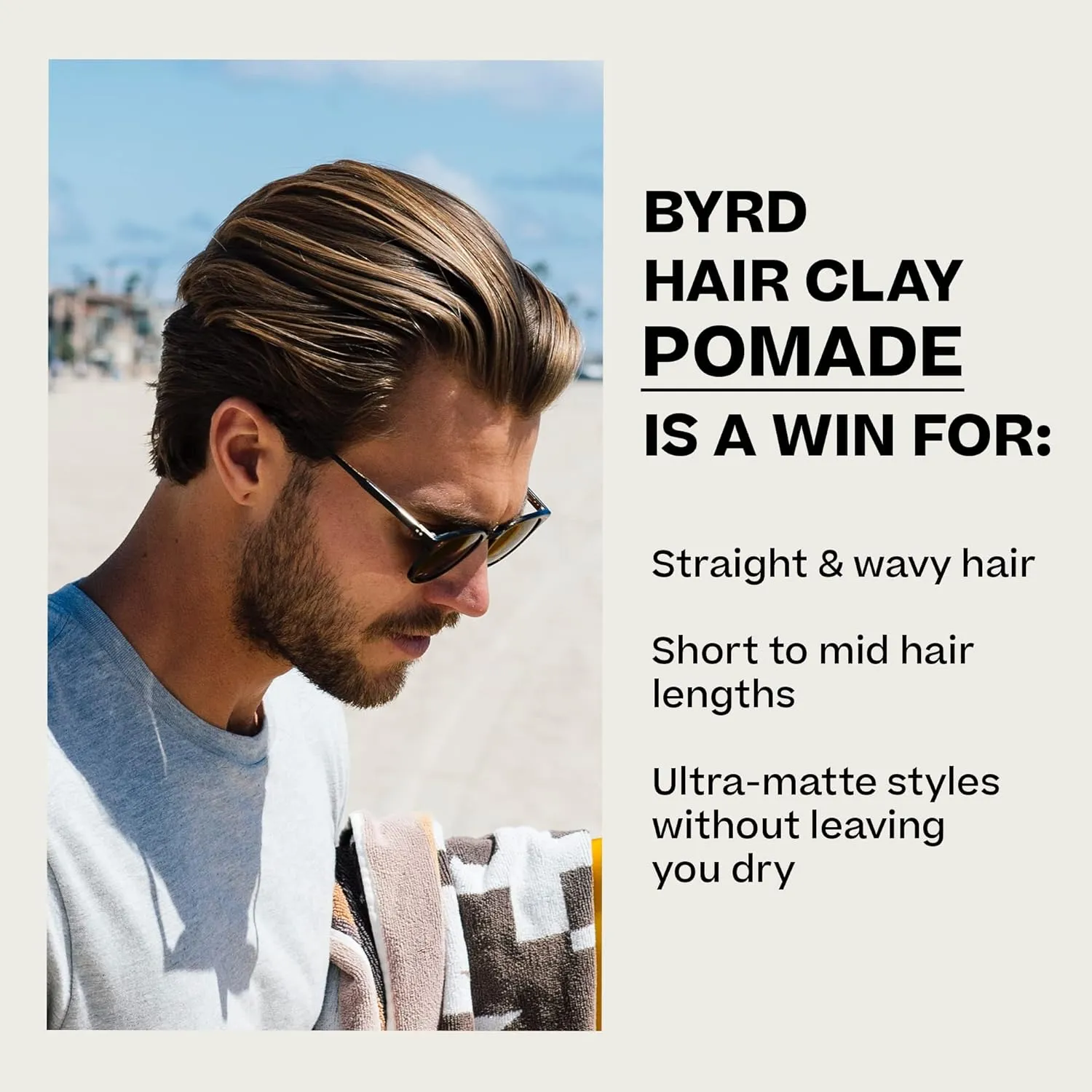 BYRD Hair Clay Pomade 2-Pack – Strong Hold, Ultra Matte Finish, Add Volume and Sculpt to All Hair Types, 3.35 Oz Each (Two Pack)