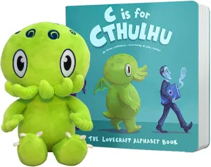 C is for Cthulhu Board Book & Green Plush Bundle (Baby Plush, 6 inches)