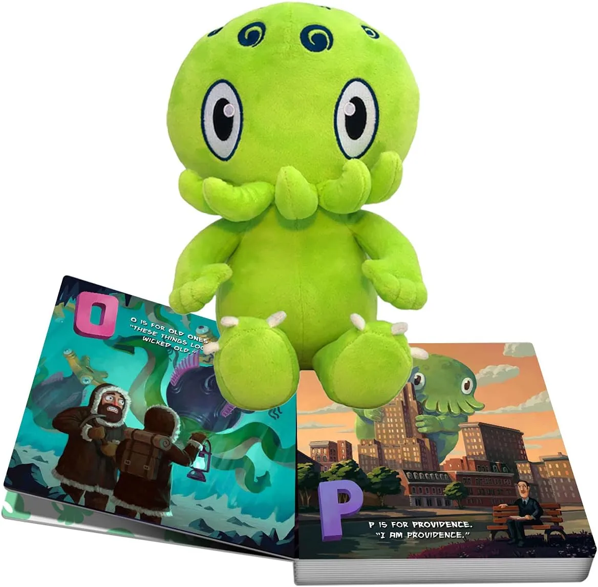 C is for Cthulhu Board Book & Green Plush Bundle (Baby Plush, 6 inches)