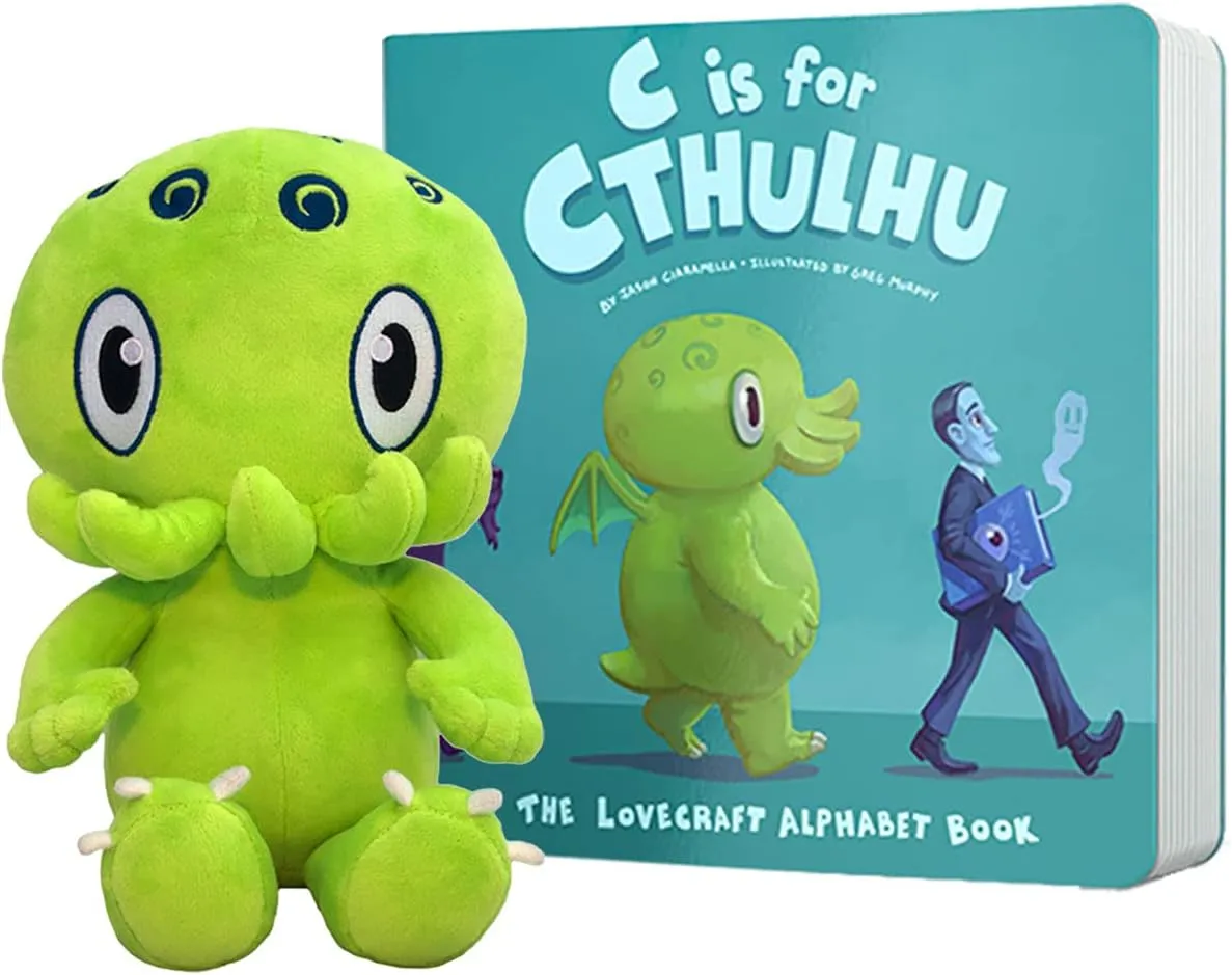 C is for Cthulhu Board Book & Green Plush Bundle (Baby Plush, 6 inches)