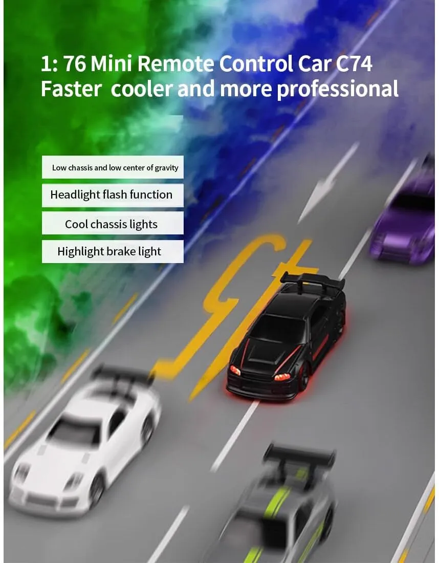 C74 Remote Control Car, 2.4G RC Racing Car 1/76 4CH RC Drift Car, Electric RWD RC Sport Racing Auto Car Model High Speed RC Vehicle Gifts for Adults RTR Version, Black 1, JH16WMOLE11301T2