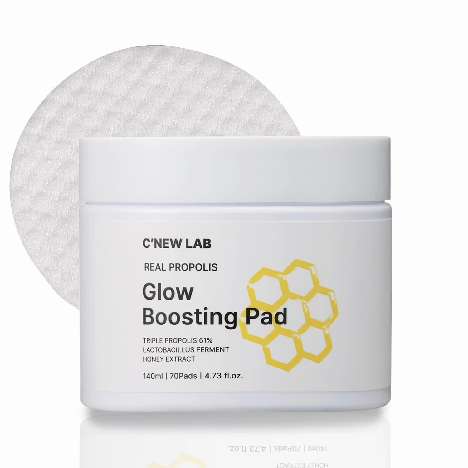 C’NEW LAB Real Propolis Glow Boosting Pad (70 pads) | Deep Nourishing Facial Pads for Radiant Skin | Triple Propolis Extract, PHA, Honey Complex, Korean Skin Care
