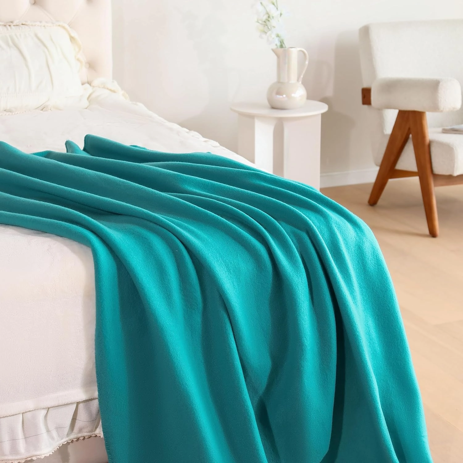 CAI TENG Fleece Throw Blanket Blankets Bulk for Couch Lightweight Warm Soft Cozy Kids Blanket Bulk 50 x 60 inch Fleece Fabric Yard Solid for Bed Sofa Travel Gifts Outdoor Blue 6 Pack