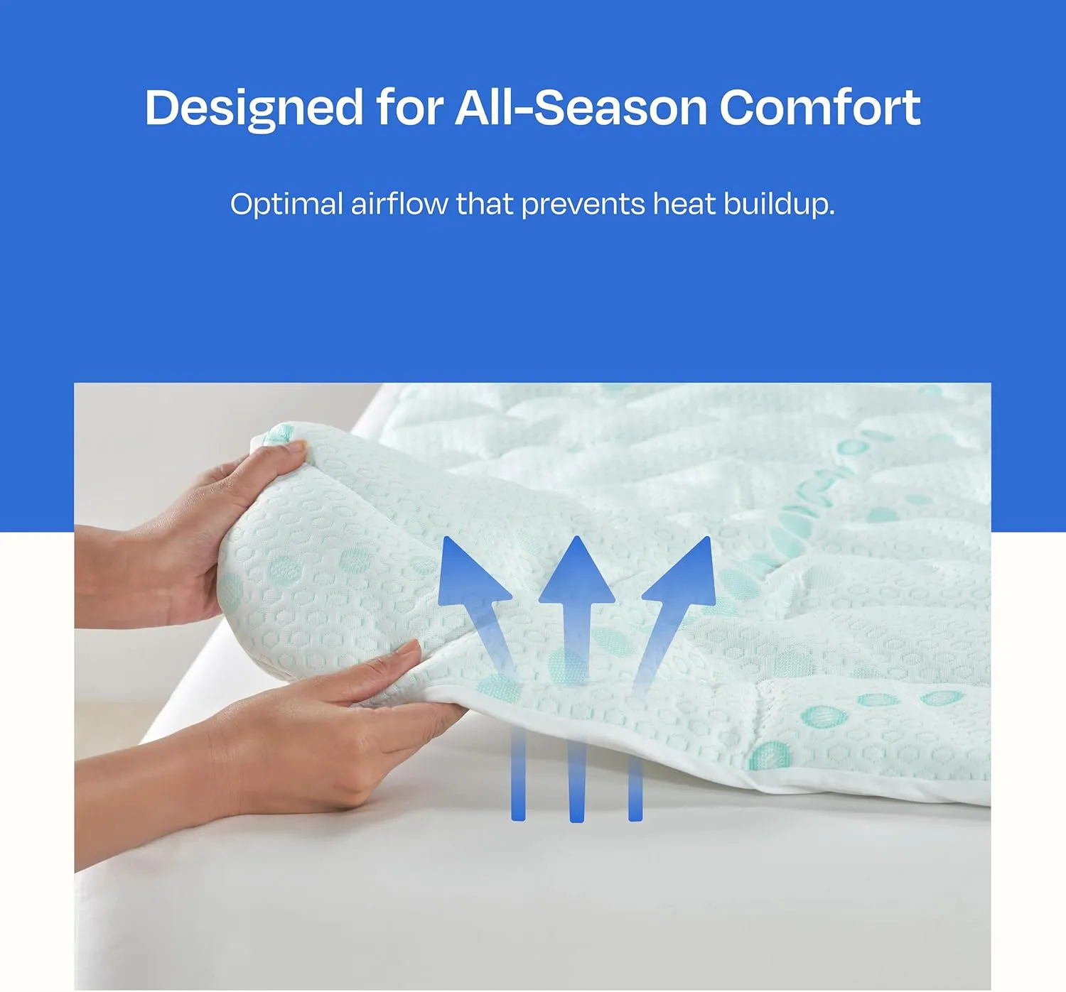 California Design Den Mattress Pads Queen Size, 3-Zone Cooling Soft Non-Slip Quilted Mattress Pad Queen Size Bed, Deep Pockets Fit 8-20 Inch Mattresses