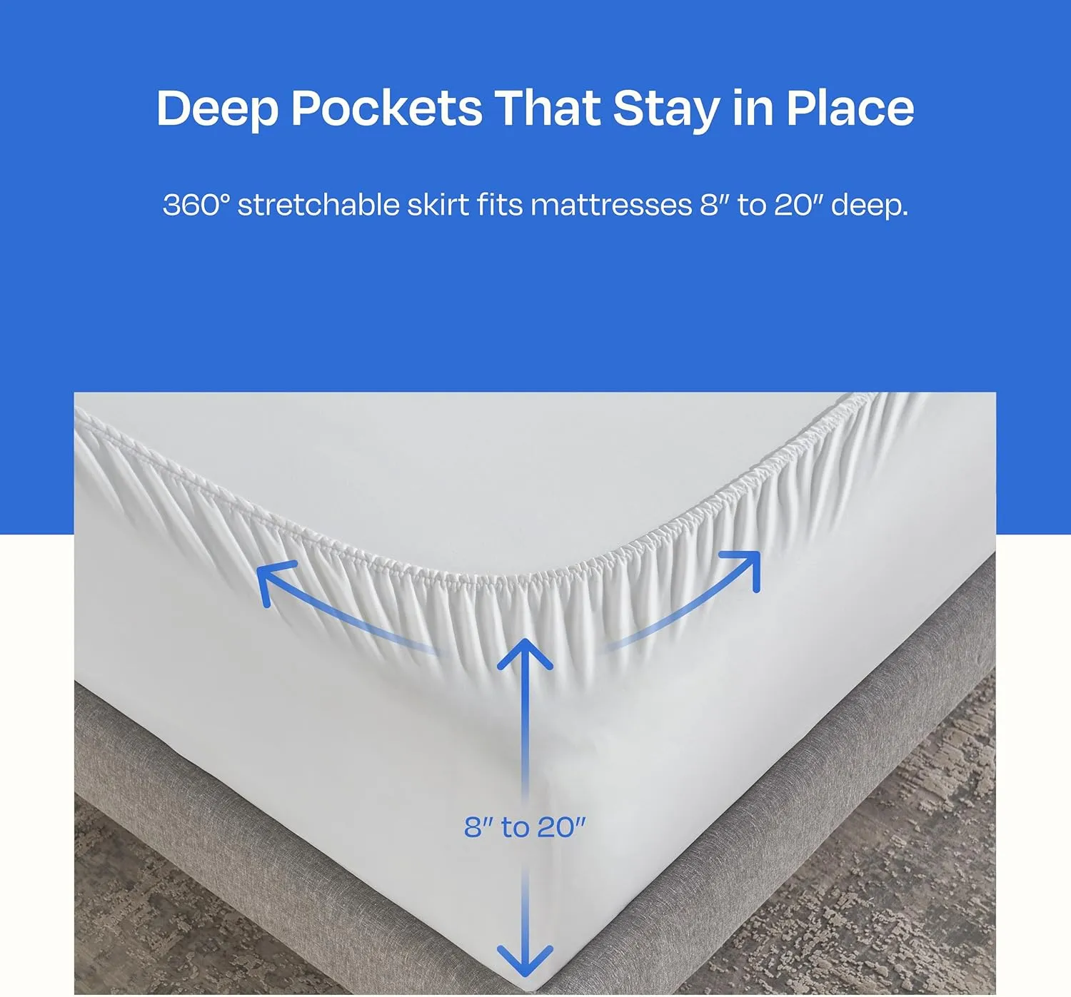 California Design Den Mattress Pads Queen Size, 3-Zone Cooling Soft Non-Slip Quilted Mattress Pad Queen Size Bed, Deep Pockets Fit 8-20 Inch Mattresses