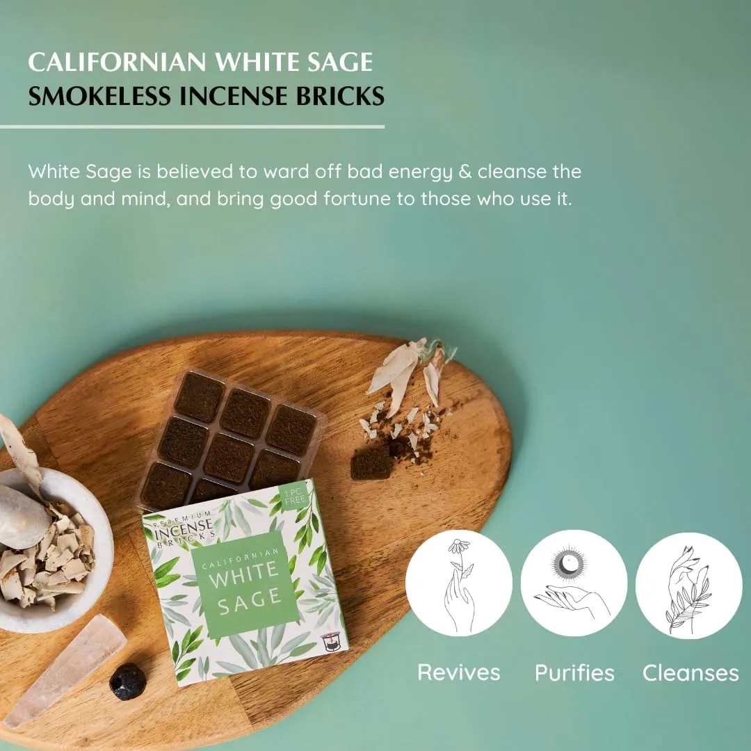 California White Sage Incense Bricks by Aromafume | 3x9 Bricks | Sage Incense for Cleansing Negative Energy & Protection | Sage for Smokeless Smudging & Spiritual Cleansing | Refill Pack