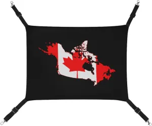 Canada Flag Map Cat Hanging Hammock Soft Breathable Pet Cage Dog Hammock with Adjustable Straps and Metal Hooks