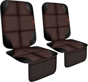 Car Seat Protector 2 Pack, Thickest Padding, Waterproof 600D Fabric, Non-Slip Backing, Mesh Pockets, Brown
